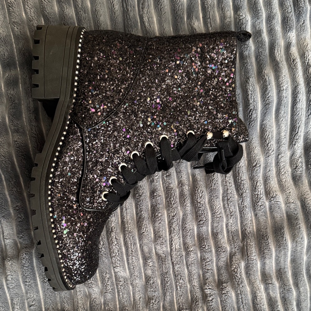 Sparkling Black Glitter Women's Boots 9.5